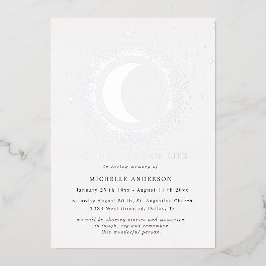 天真夜中の星の生命箔のお祝い 箔招待状 (正面)