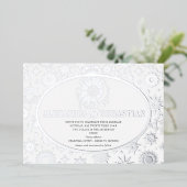 天真夜中の星月日結婚の銀 箔招待状 (立ち正面)