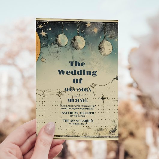 天真夜中の星結婚の 招待状