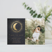 天真夜中の星2つの写真の保存日付 招待状 (スタンド正面)