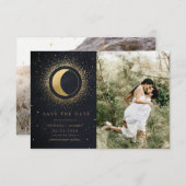 天真夜中の星2つの写真の保存日付 招待状 (正面/裏面)
