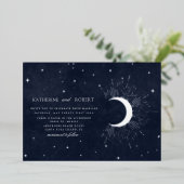 天真夜中の青い銀の星結婚たち 箔招待状 (立ち正面)