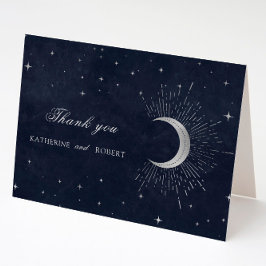 天真夜中の青い銀色の星 サンキューカード