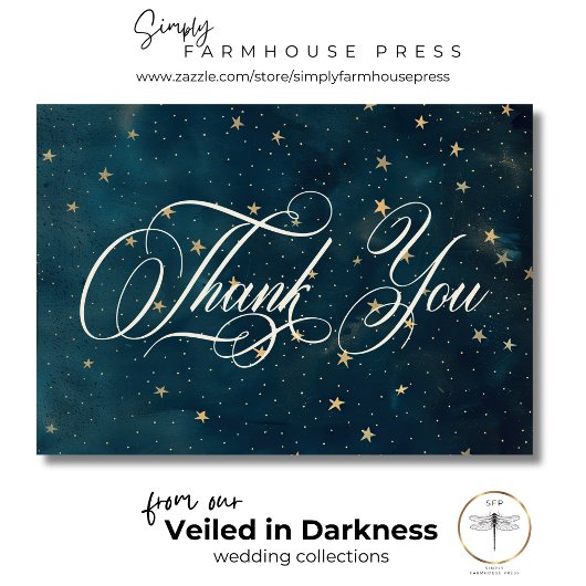 天真夜中の青三日月結婚の サンキューカード