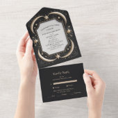 天真夜中ブラックスターズムーン結婚ズ オールインワン招待状 (貼ってはがせる)