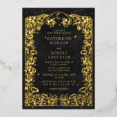 天真夜中ブラックスターズムーン結婚ズ 箔招待状 (正面)