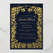 天真夜中ブルースターズムーンブライダルシャワー 箔招待状 (正面)