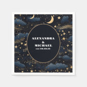 天真夜中ブルースターズムーン結婚ズ スタンダードカクテルナプキン (正面)