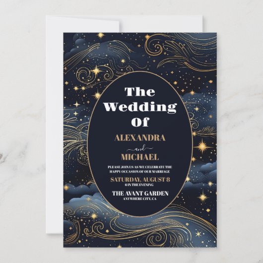 天真夜中ブルースターズムーン結婚ズ 招待状 (正面)