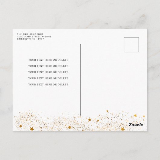 天真夜中ブルー金ゴールドスタームーンキンセアニェラ ポストカード (裏面)