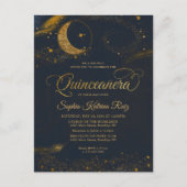天真夜中ブルー金ゴールドスタームーンキンセアニェラ ポストカード (正面)