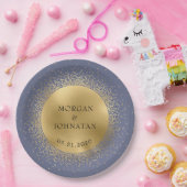 天真夜中金ゴールド月紙プレート ペーパープレート (パーティー)