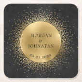 天真夜中金ゴールド結婚ムーン スクエアペーパーコースター (正面)