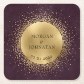 天真夜中金ゴールド結婚月 スクエアペーパーコースター (正面)