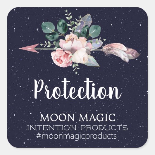 天矢印クリスタル意図キャンドルラベル スクエアシール (正面)