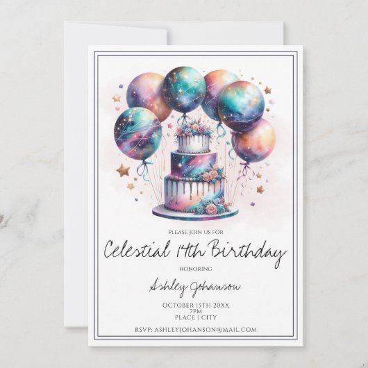 天神秘の宇宙星占誕生日 招待状 (正面)