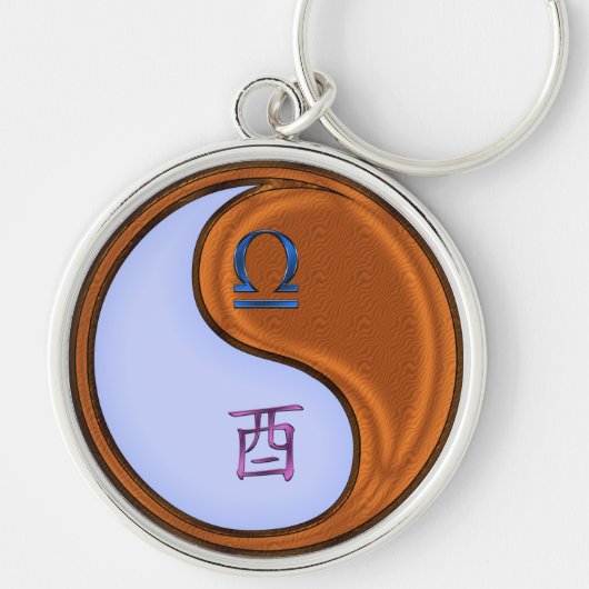 天秤座とウッドロースター キーホルダー (正面)