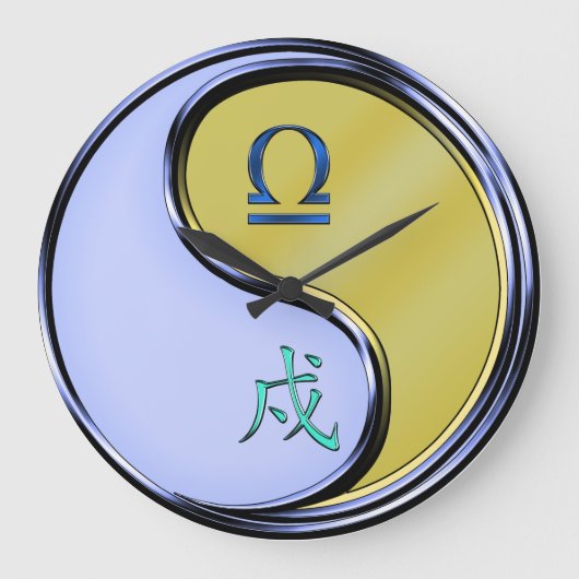 天秤座と金属の犬 ラージ壁時計 (正面)