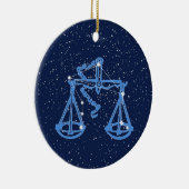 天秤座と〔占星術の〕十二宮図星付きサイン セラミックオーナメント (右)