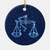 天秤座と〔占星術の〕十二宮図星付きサイン セラミックオーナメント (正面)