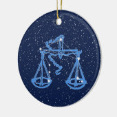 天秤座と〔占星術の〕十二宮図星付きサイン セラミックオーナメント (左)