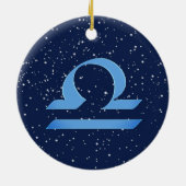 天秤座と〔占星術の〕十二宮図星付きサイン セラミックオーナメント (裏面)