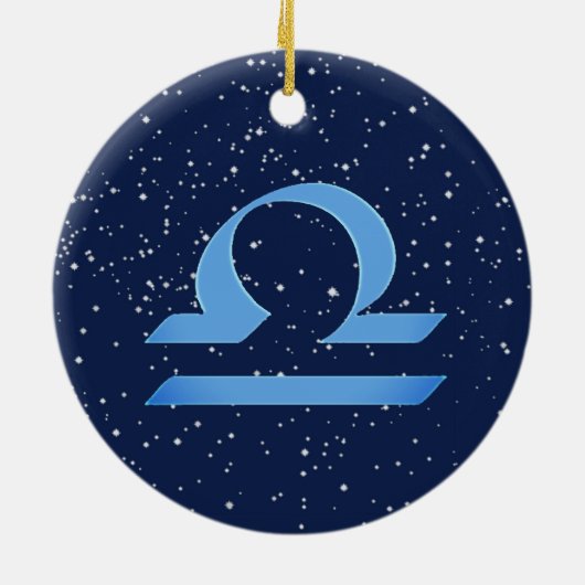 天秤座と〔占星術の〕十二宮図星付きサイン セラミックオーナメント (裏面)