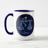 天秤座と〔占星術の〕十二宮図星付きサイン マグカップ (左)