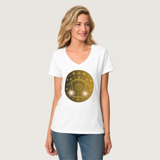 天秤座のシンボルマーク 極簡天体サイン Tシャツ (正面フル)