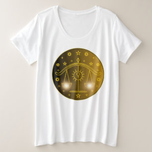 天秤座のシンボル シンプルな天体マーク プラスサイズTシャツ