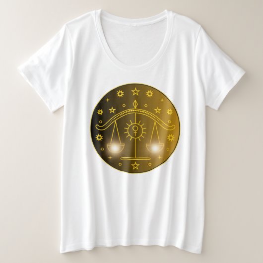 天秤座のシンボル | シンプルな天体マーク プラスサイズTシャツ (デザイン正面)