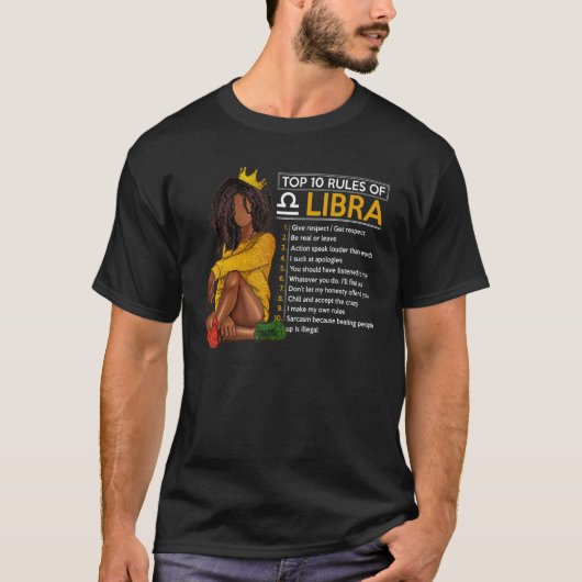 天秤座の上位10のルール〔占星術の〕十二宮図署名占星術の誕生 Tシャツ (正面)