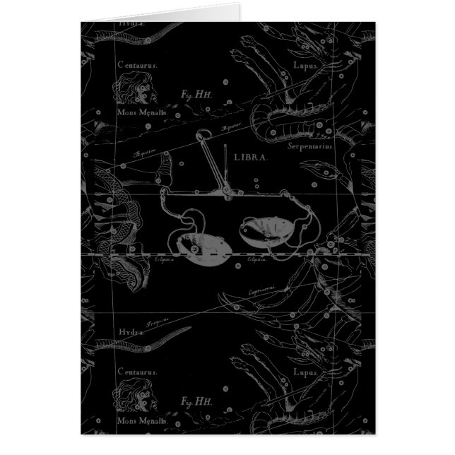 天秤座の地図Hevelius 1690黒 (正面)