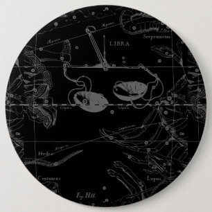 天秤座の地図Hevelius 1690黒 缶バッジ