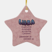 天秤座の星のオーナメントのかわいいベビーのドラゴンの(占星術の)十二宮図 セラミックオーナメント (裏面)