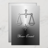 天秤座の星のサイン シルバー パーティー 招待状 (正面/裏面)