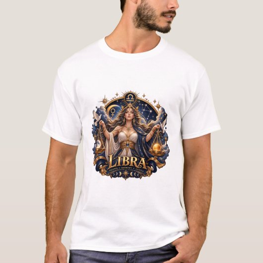 天秤座の星占いスケール 天体占星術 Tシャツ (正面)