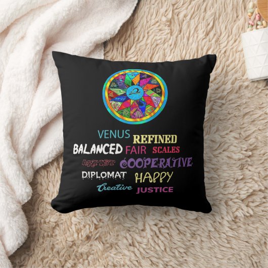天秤座の曼荼羅人格(占星術の)十二宮図の占星術 クッション (ブランケット)