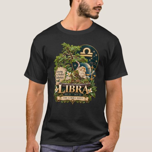 天秤座の盆栽アート Tシャツ (正面)