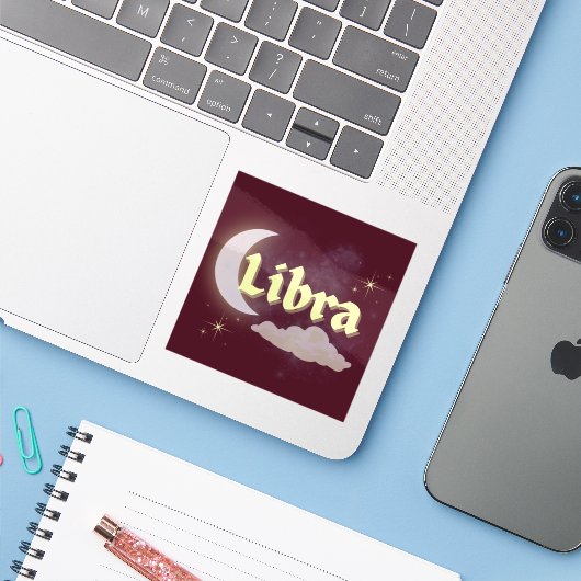 天秤座の美しい夢のような月雲の星 シール (ノートパソコンとiPhone)