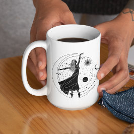 天秤座の踊る少女 15oz ブラックリム マグ