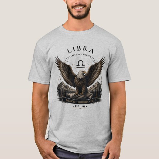 天秤座の鷲 星座 メンズTシャツ Tシャツ (正面)