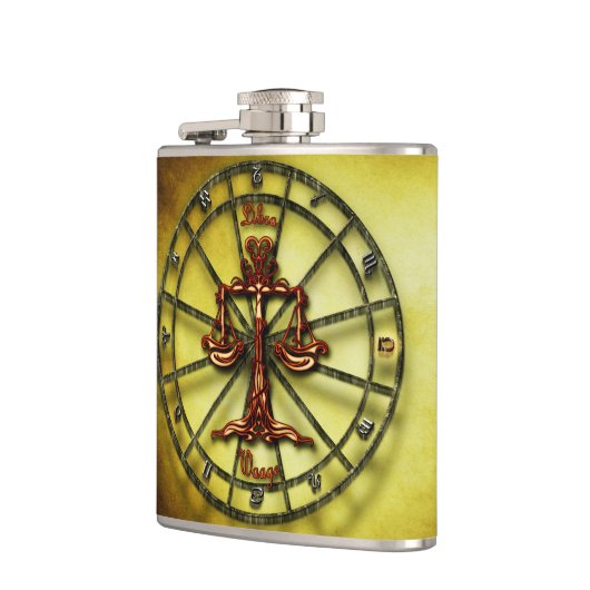 天秤座の(占星術の)十二宮図の占星術のデザインの占星術 フラスク (左)