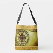 天秤座の(占星術の)十二宮図の占星術の金ゴールドホイルの質のデザイン クロスボディバッグ (裏面)