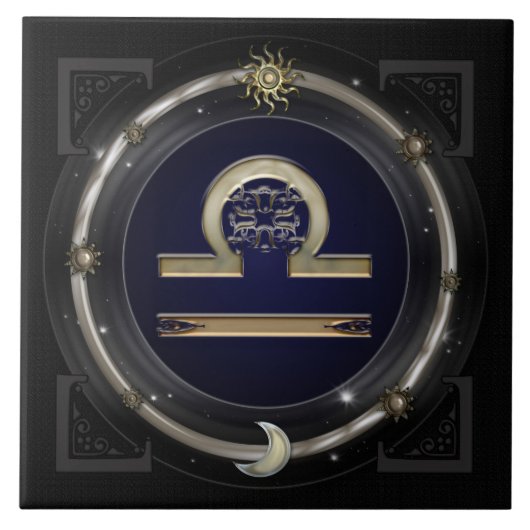 天秤座の(占星術の)十二宮図の印 タイル (正面)