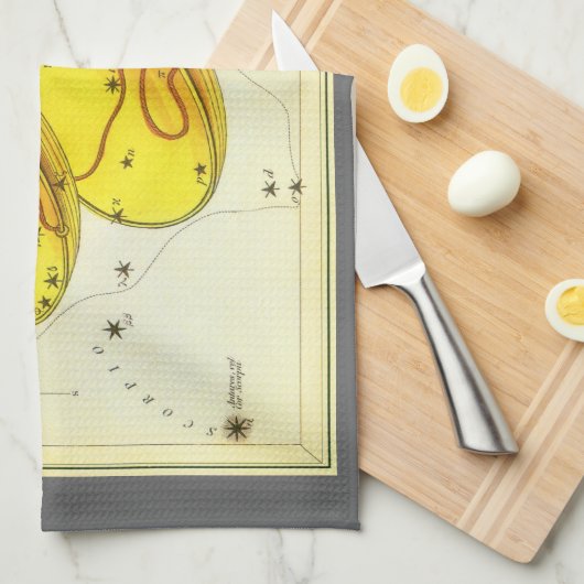 天秤座はかりで測ヴィンテージ座ウラニア鏡 キッチンタオル (四つ折り)