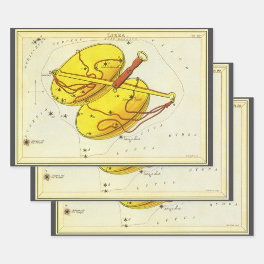 天秤座はかりで測ヴィンテージ座ウラニア鏡 ラッピングペーパーシート (セット)