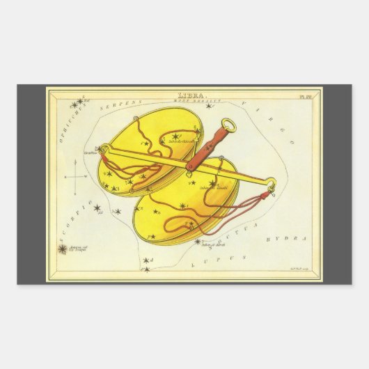 天秤座はかりで測ヴィンテージ座ウラニア鏡 長方形シール (正面)