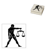 天秤座はかりで測〔占星術の〕十二宮図切手 ラバースタンプ (押印)