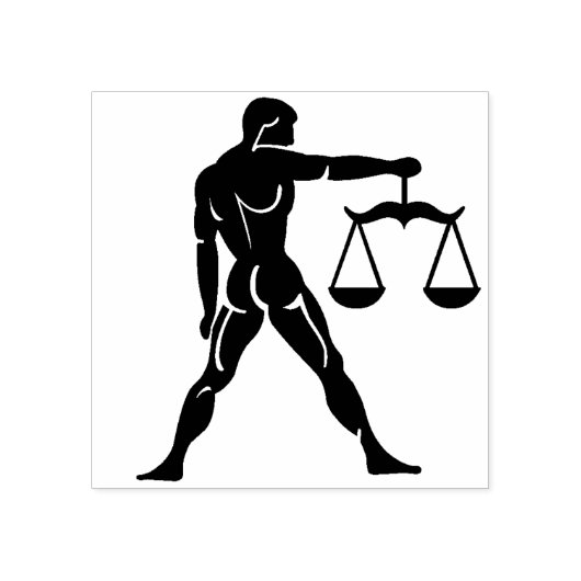 天秤座はかりで測〔占星術の〕十二宮図切手 ラバースタンプ (インプリント)